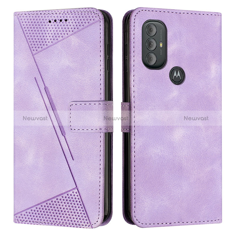 Leather Case Stands Flip Cover Holder Y07X for Motorola Moto G Play (2023) Purple