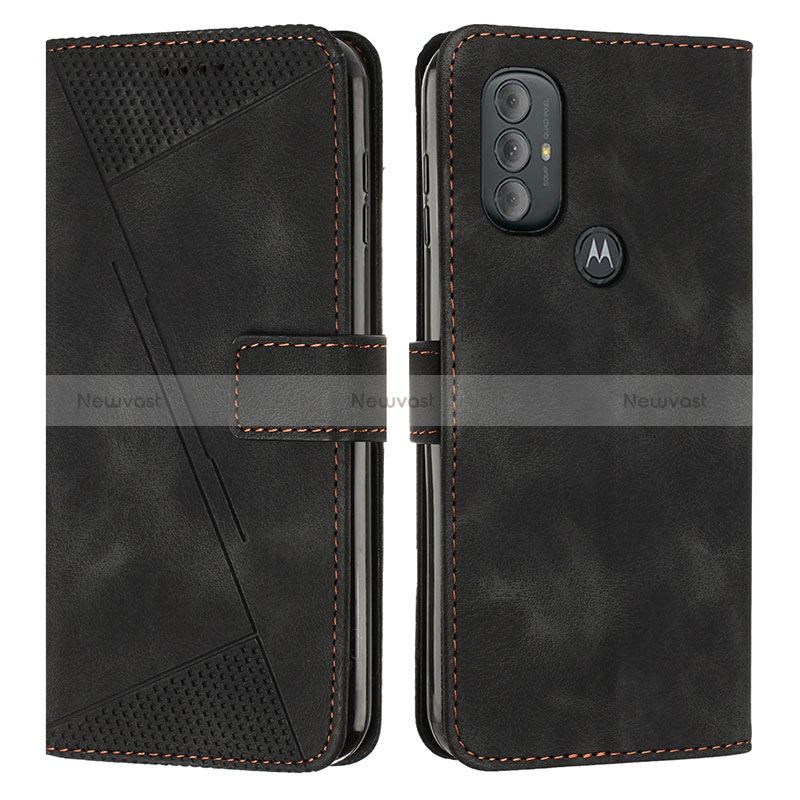 Leather Case Stands Flip Cover Holder Y07X for Motorola Moto G Power (2022) Black
