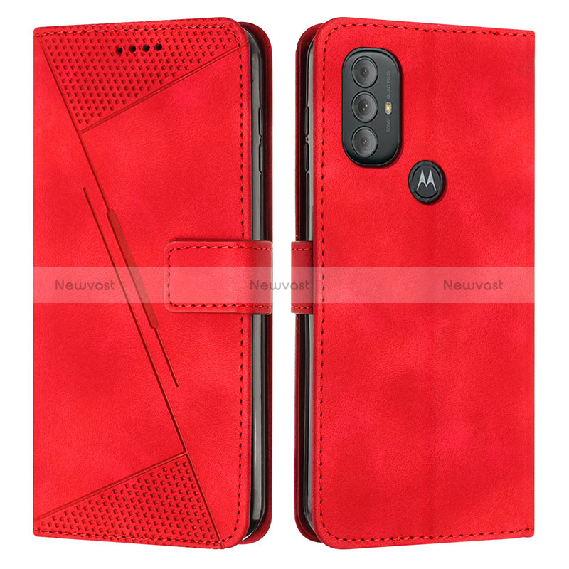 Leather Case Stands Flip Cover Holder Y07X for Motorola Moto G Power (2022) Red