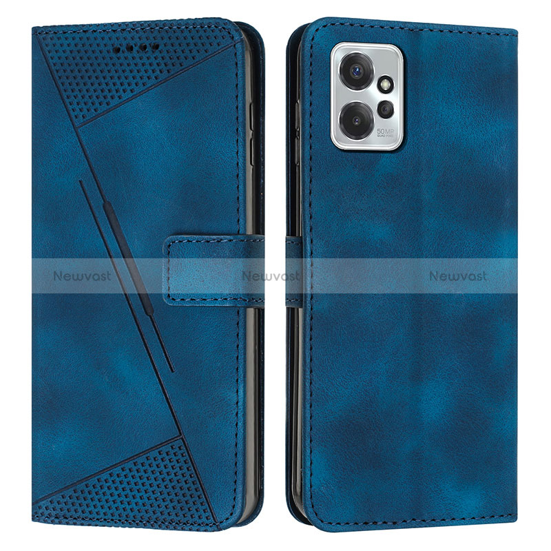 Leather Case Stands Flip Cover Holder Y07X for Motorola Moto G Power 5G (2023) Blue