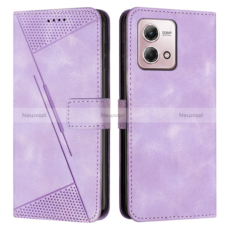 Leather Case Stands Flip Cover Holder Y07X for Motorola Moto G Stylus (2023) 4G Purple