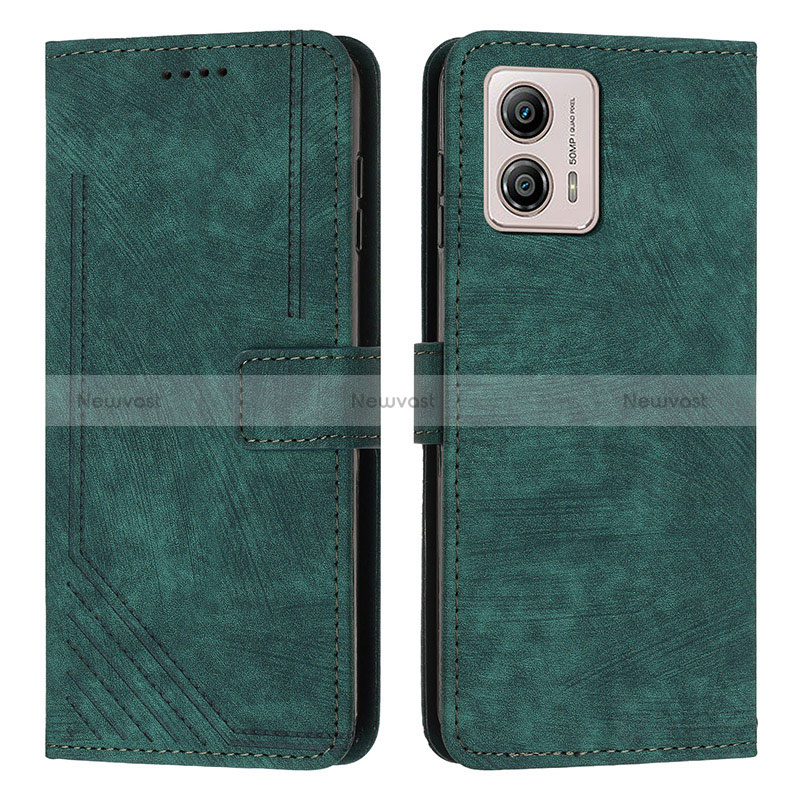 Leather Case Stands Flip Cover Holder Y07X for Motorola Moto G53 5G Green