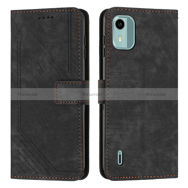 Leather Case Stands Flip Cover Holder Y07X for Nokia C12 Plus Black