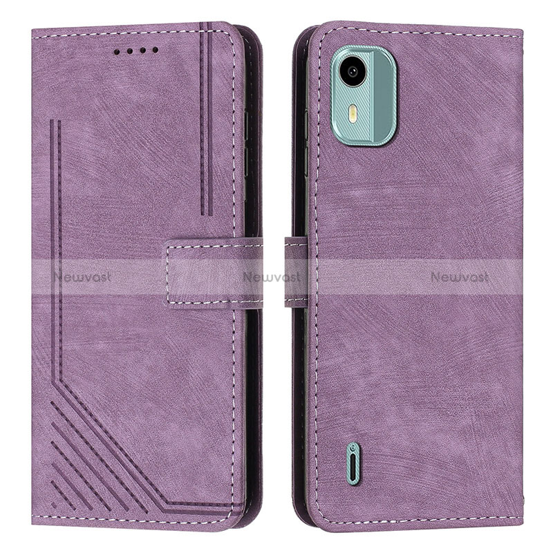 Leather Case Stands Flip Cover Holder Y07X for Nokia C12 Plus Purple