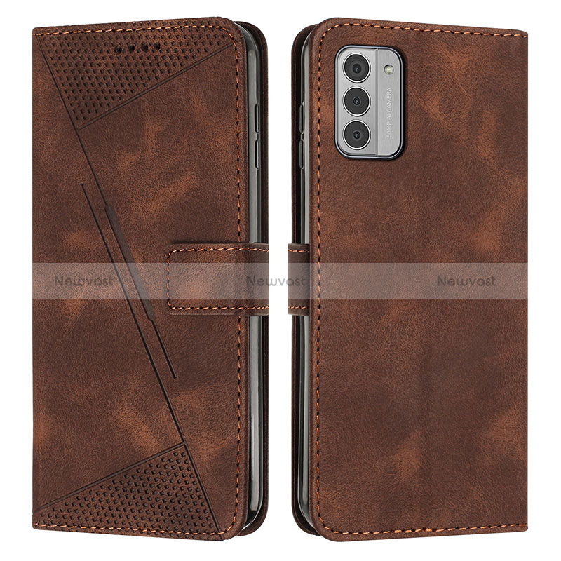 Leather Case Stands Flip Cover Holder Y07X for Nokia G42 5G Brown