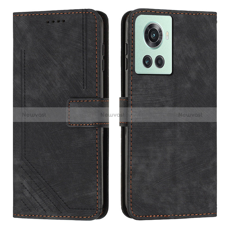 Leather Case Stands Flip Cover Holder Y07X for OnePlus 10R 5G Black