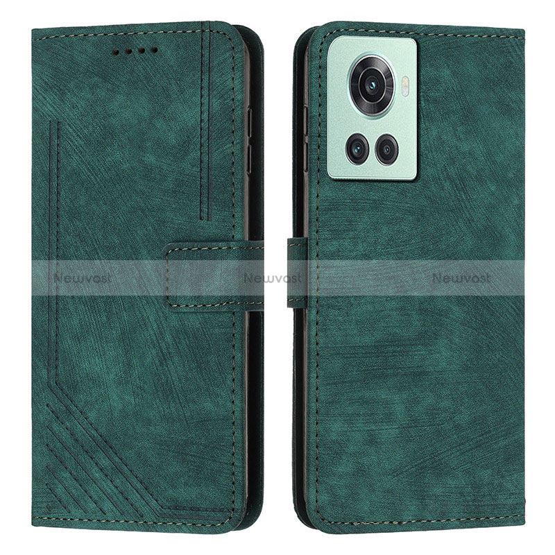 Leather Case Stands Flip Cover Holder Y07X for OnePlus 10R 5G Green