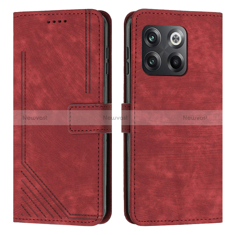 Leather Case Stands Flip Cover Holder Y07X for OnePlus Ace Pro 5G Red