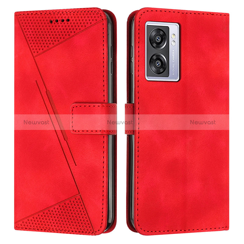 Leather Case Stands Flip Cover Holder Y07X for OnePlus Nord N300 5G Red