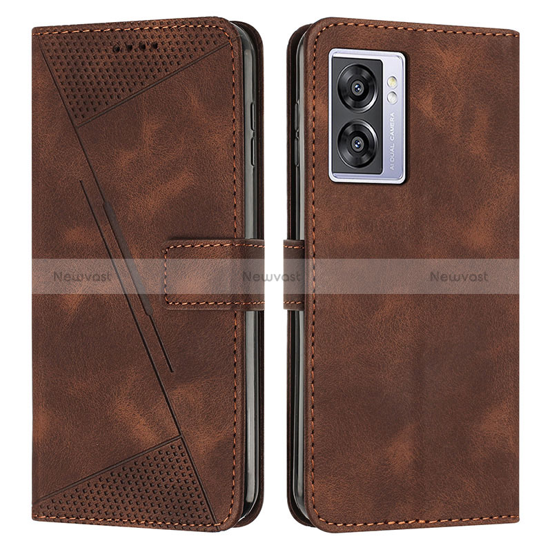 Leather Case Stands Flip Cover Holder Y07X for Oppo A77 5G