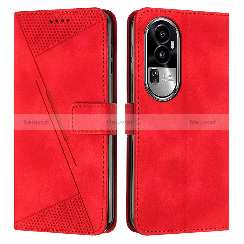 Leather Case Stands Flip Cover Holder Y07X for Oppo Reno10 Pro+ Plus 5G Red