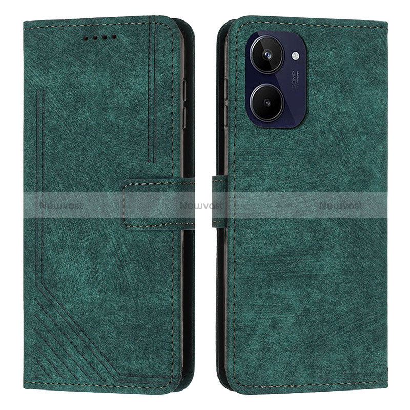 Leather Case Stands Flip Cover Holder Y07X for Realme 10 4G Green