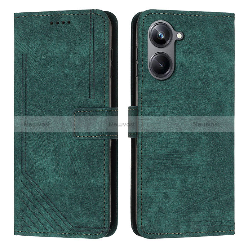 Leather Case Stands Flip Cover Holder Y07X for Realme 10 Pro 5G Green