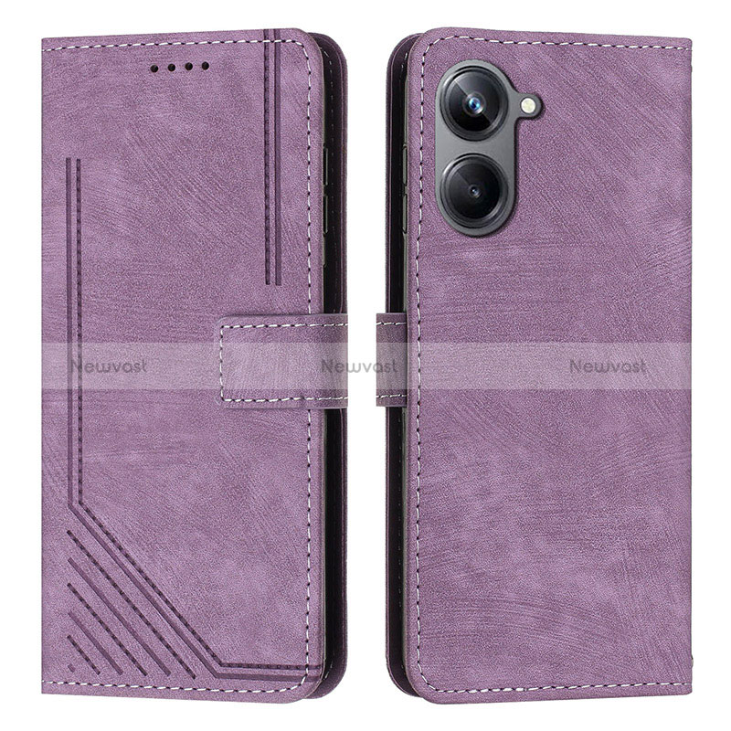 Leather Case Stands Flip Cover Holder Y07X for Realme 10 Pro 5G Purple