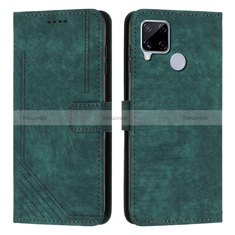 Leather Case Stands Flip Cover Holder Y07X for Realme 7i RMX2193 Green