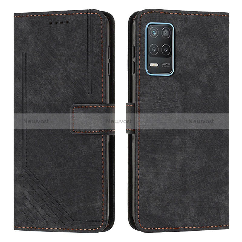 Leather Case Stands Flip Cover Holder Y07X for Realme 8 5G Black