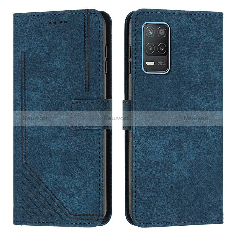 Leather Case Stands Flip Cover Holder Y07X for Realme 8 5G Blue