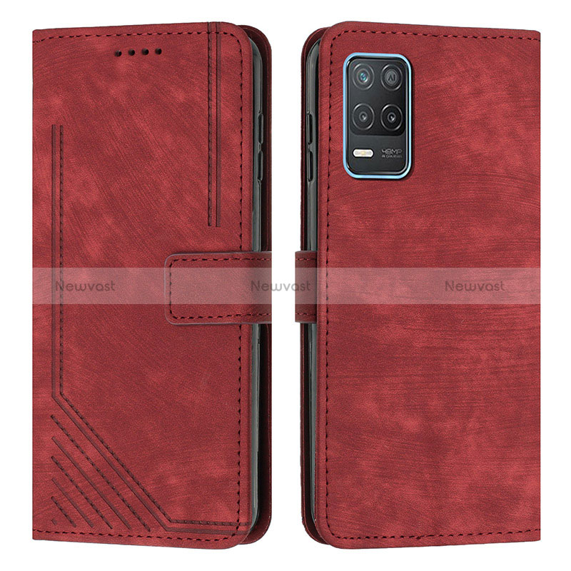 Leather Case Stands Flip Cover Holder Y07X for Realme 8s 5G Red