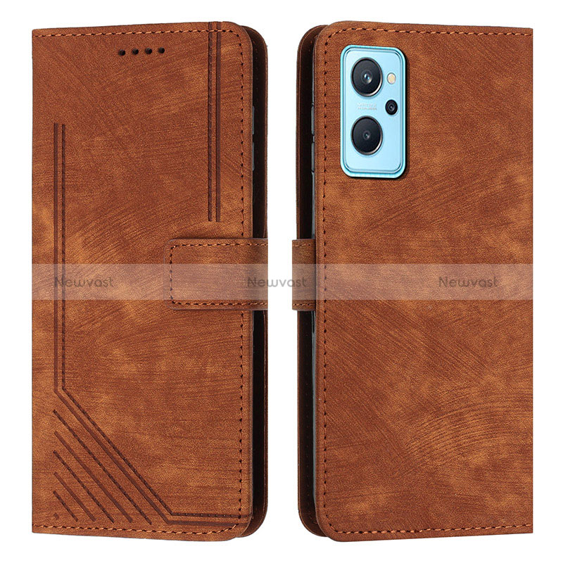 Leather Case Stands Flip Cover Holder Y07X for Realme 9i 5G Brown