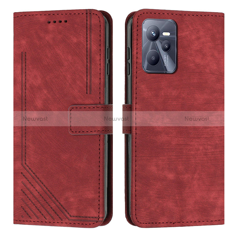 Leather Case Stands Flip Cover Holder Y07X for Realme C35 Red