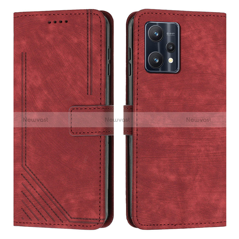 Leather Case Stands Flip Cover Holder Y07X for Realme Narzo 50 Pro 5G Red