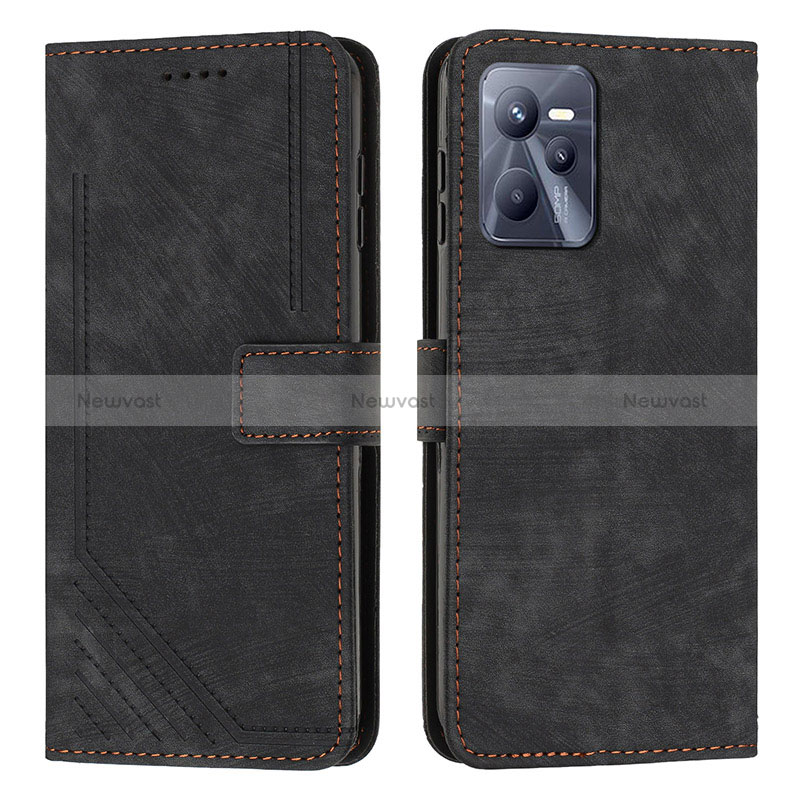 Leather Case Stands Flip Cover Holder Y07X for Realme Narzo 50A Prime Black