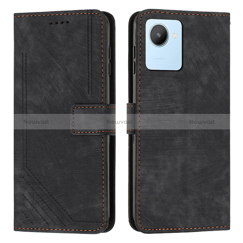 Leather Case Stands Flip Cover Holder Y07X for Realme Narzo 50i Prime Black