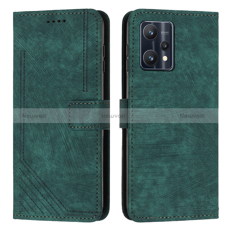 Leather Case Stands Flip Cover Holder Y07X for Realme V25 5G Green