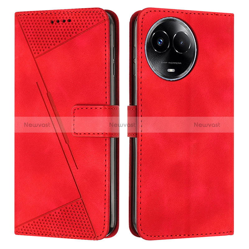 Leather Case Stands Flip Cover Holder Y07X for Realme V50s 5G Red