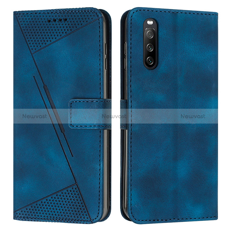 Leather Case Stands Flip Cover Holder Y07X for Sony Xperia 10 IV Blue