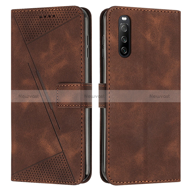 Leather Case Stands Flip Cover Holder Y07X for Sony Xperia 10 IV Brown