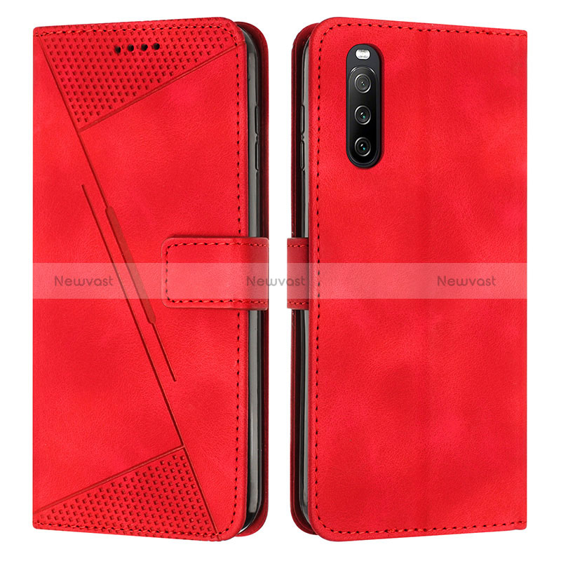 Leather Case Stands Flip Cover Holder Y07X for Sony Xperia 10 IV Red