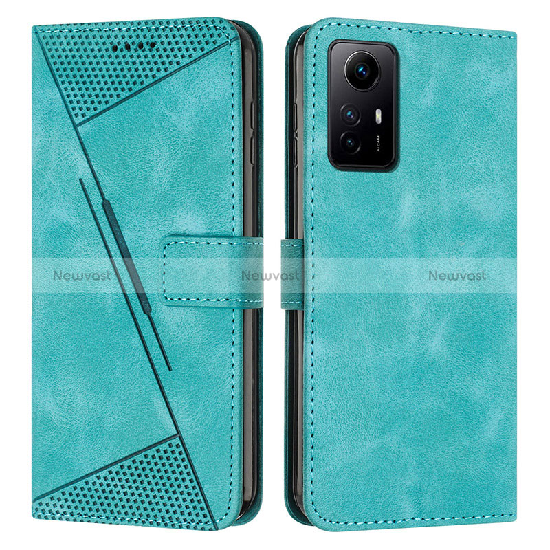 Leather Case Stands Flip Cover Holder Y07X for Xiaomi Redmi Note 12S Green