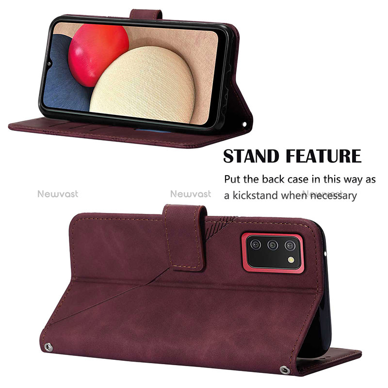 Leather Case Stands Flip Cover Holder Y08B for Samsung Galaxy F02S SM-E025F