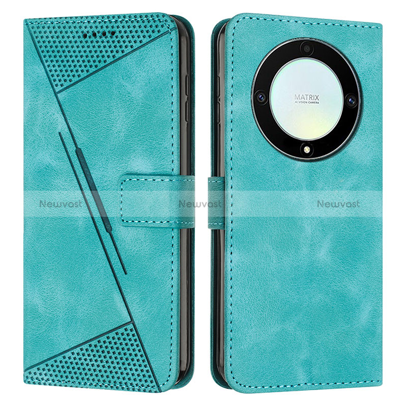 Leather Case Stands Flip Cover Holder Y08X for Huawei Honor Magic5 Lite 5G Green