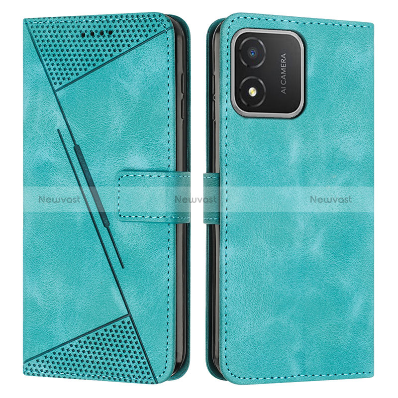 Leather Case Stands Flip Cover Holder Y08X for Huawei Honor X5 Green