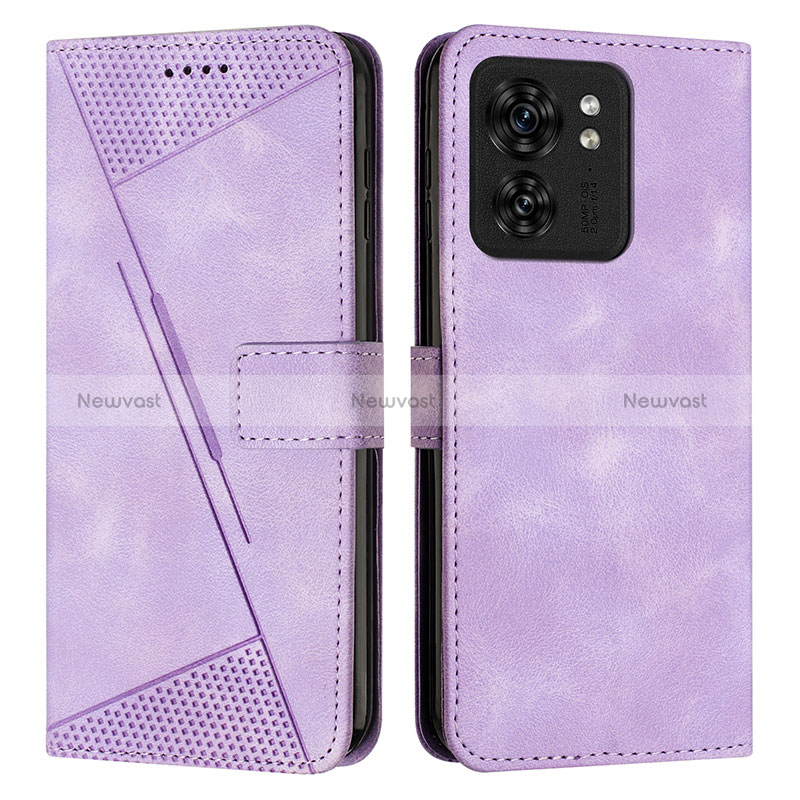 Leather Case Stands Flip Cover Holder Y08X for Motorola Moto Edge 40 5G Purple