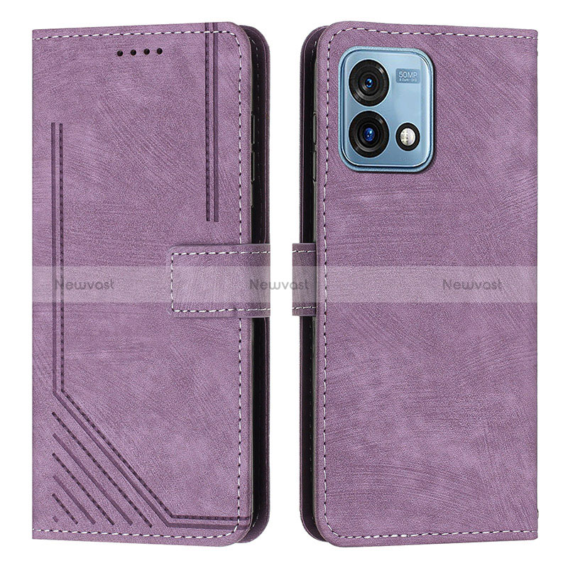 Leather Case Stands Flip Cover Holder Y08X for Motorola Moto G Stylus (2023) 4G Purple