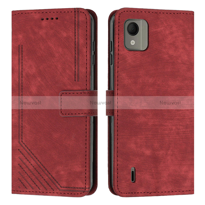 Leather Case Stands Flip Cover Holder Y08X for Nokia C110 Red