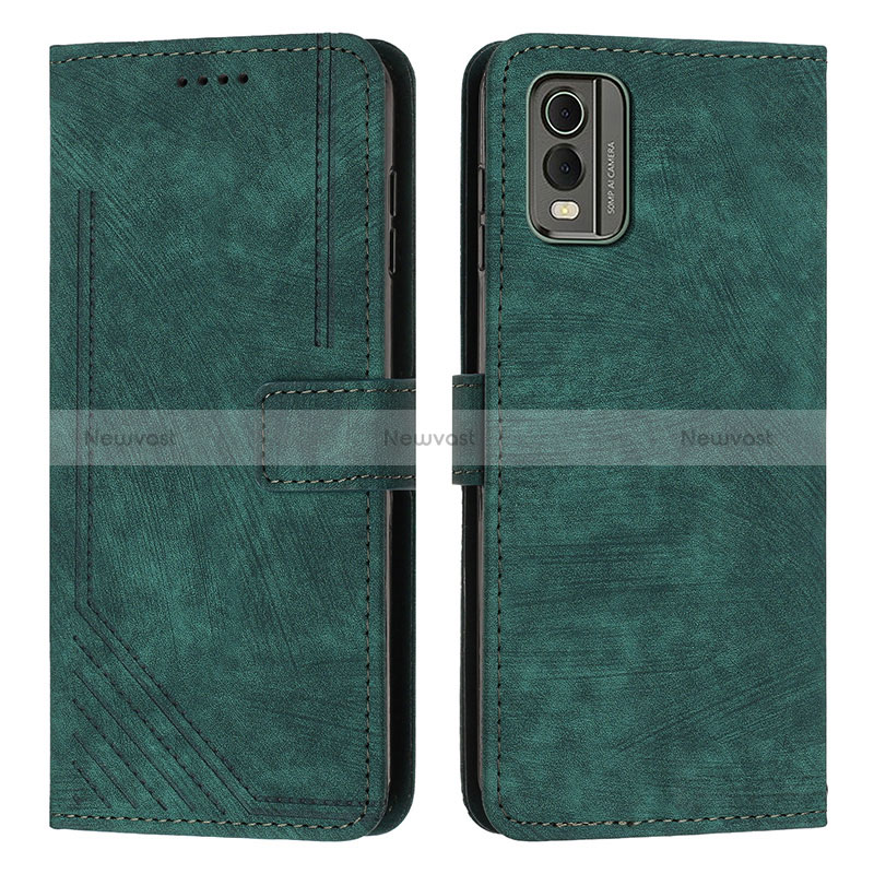 Leather Case Stands Flip Cover Holder Y08X for Nokia C210 Green