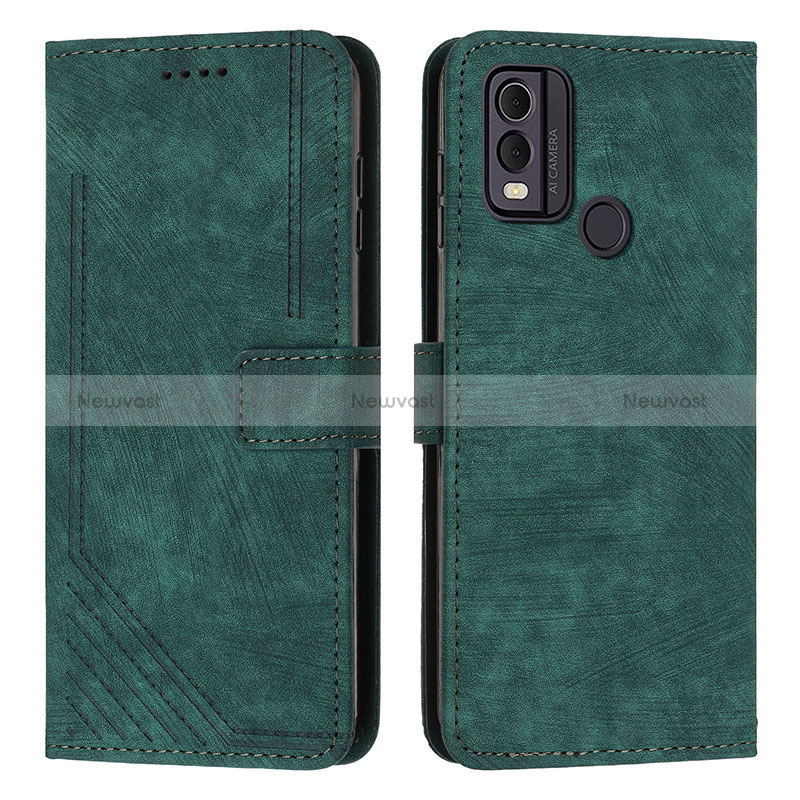 Leather Case Stands Flip Cover Holder Y08X for Nokia C22 Green