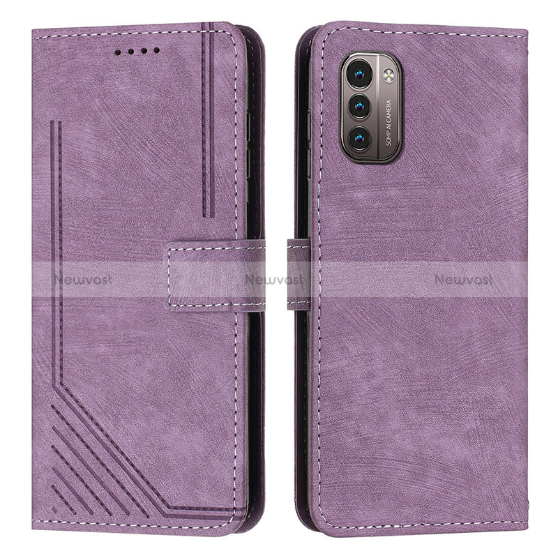 Leather Case Stands Flip Cover Holder Y08X for Nokia G11 Purple