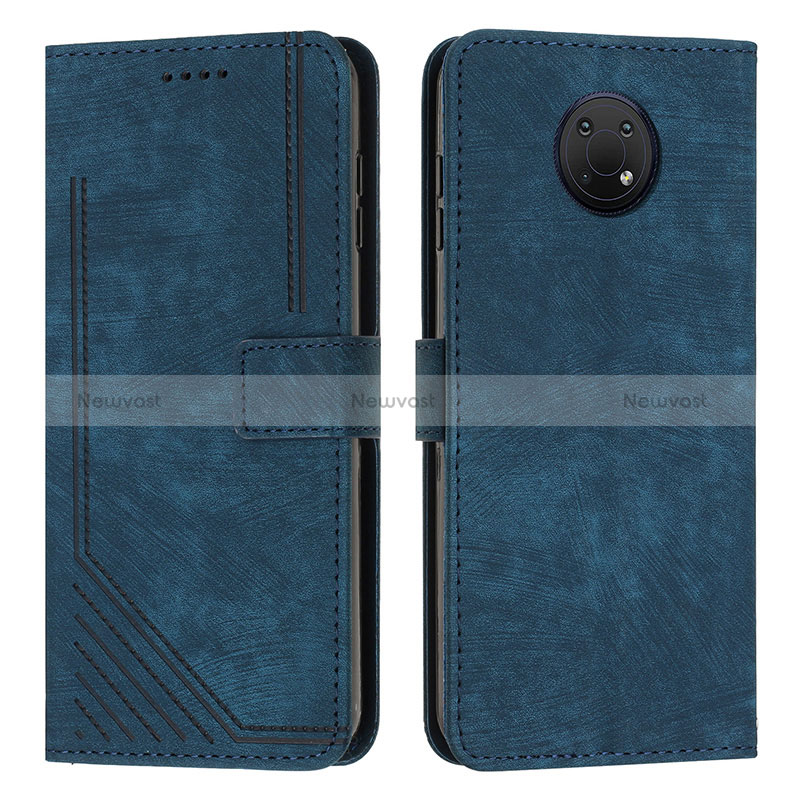 Leather Case Stands Flip Cover Holder Y08X for Nokia G20 Blue