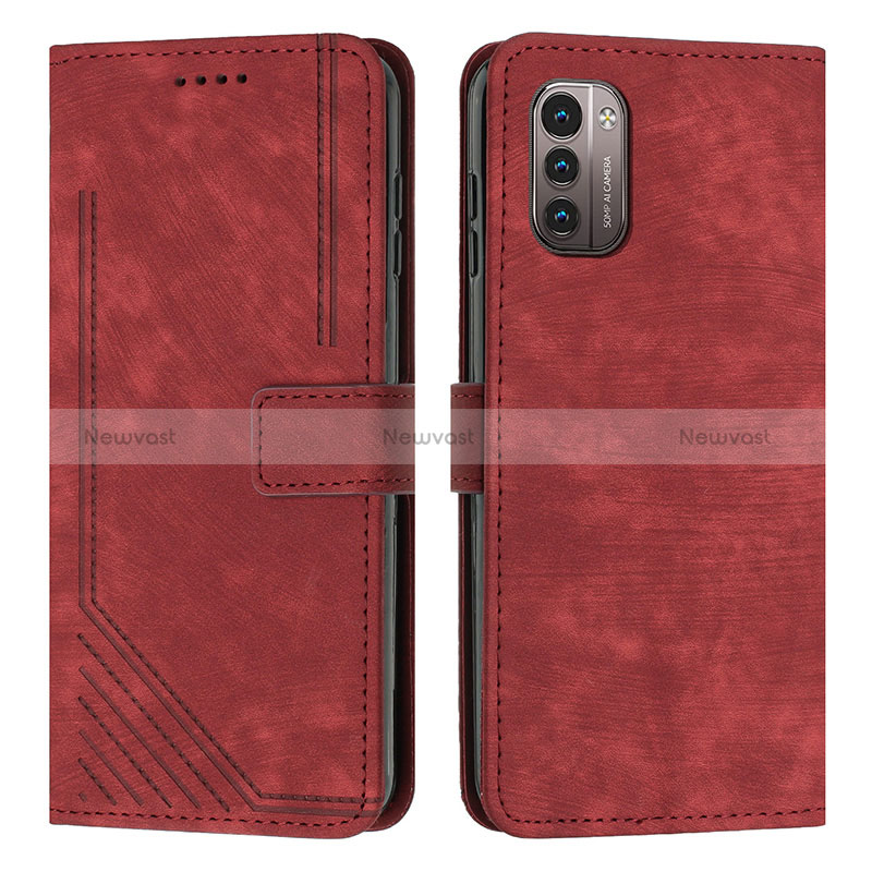 Leather Case Stands Flip Cover Holder Y08X for Nokia G21 Red