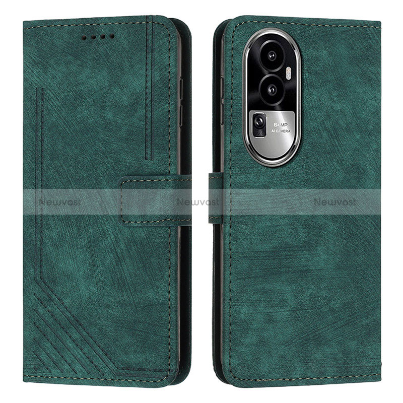 Leather Case Stands Flip Cover Holder Y08X for Oppo Reno10 Pro+ Plus 5G Green