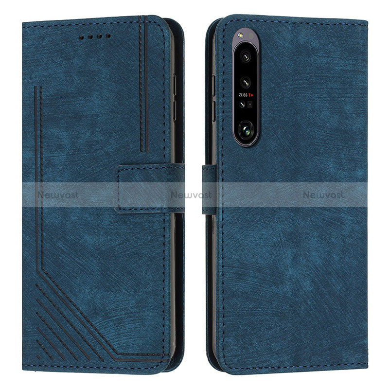 Leather Case Stands Flip Cover Holder Y08X for Sony Xperia 1 IV Blue