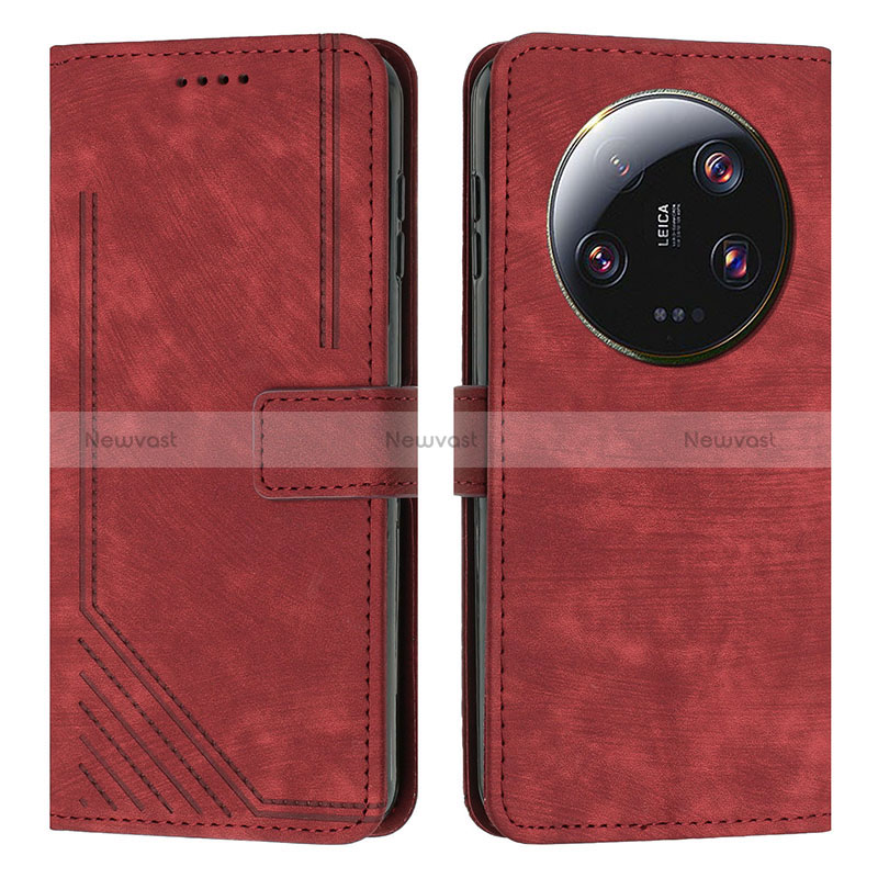 Leather Case Stands Flip Cover Holder Y08X for Xiaomi Mi 13 Ultra 5G Red