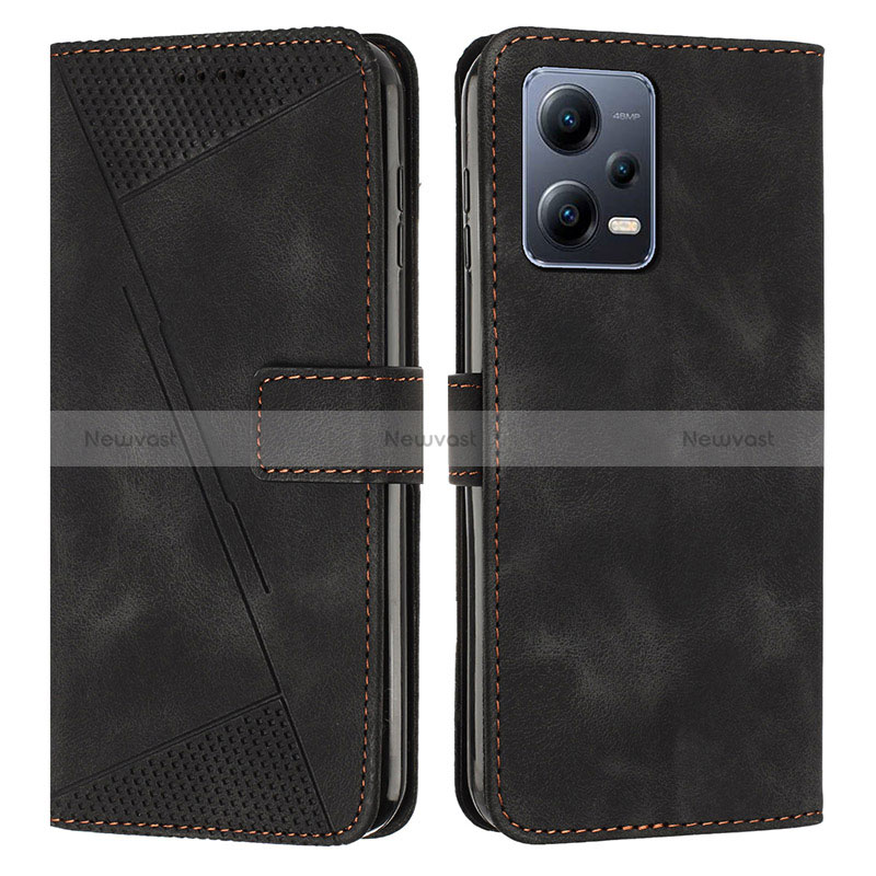 Leather Case Stands Flip Cover Holder Y08X for Xiaomi Redmi Note 12 Pro+ Plus 5G Black