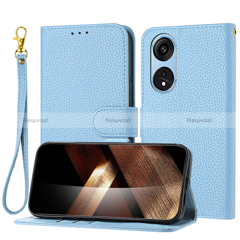 Leather Case Stands Flip Cover Holder Y09X for Huawei Honor X5 Plus Blue