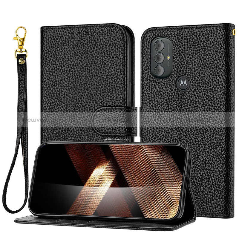 Leather Case Stands Flip Cover Holder Y09X for Motorola Moto G Play (2023)